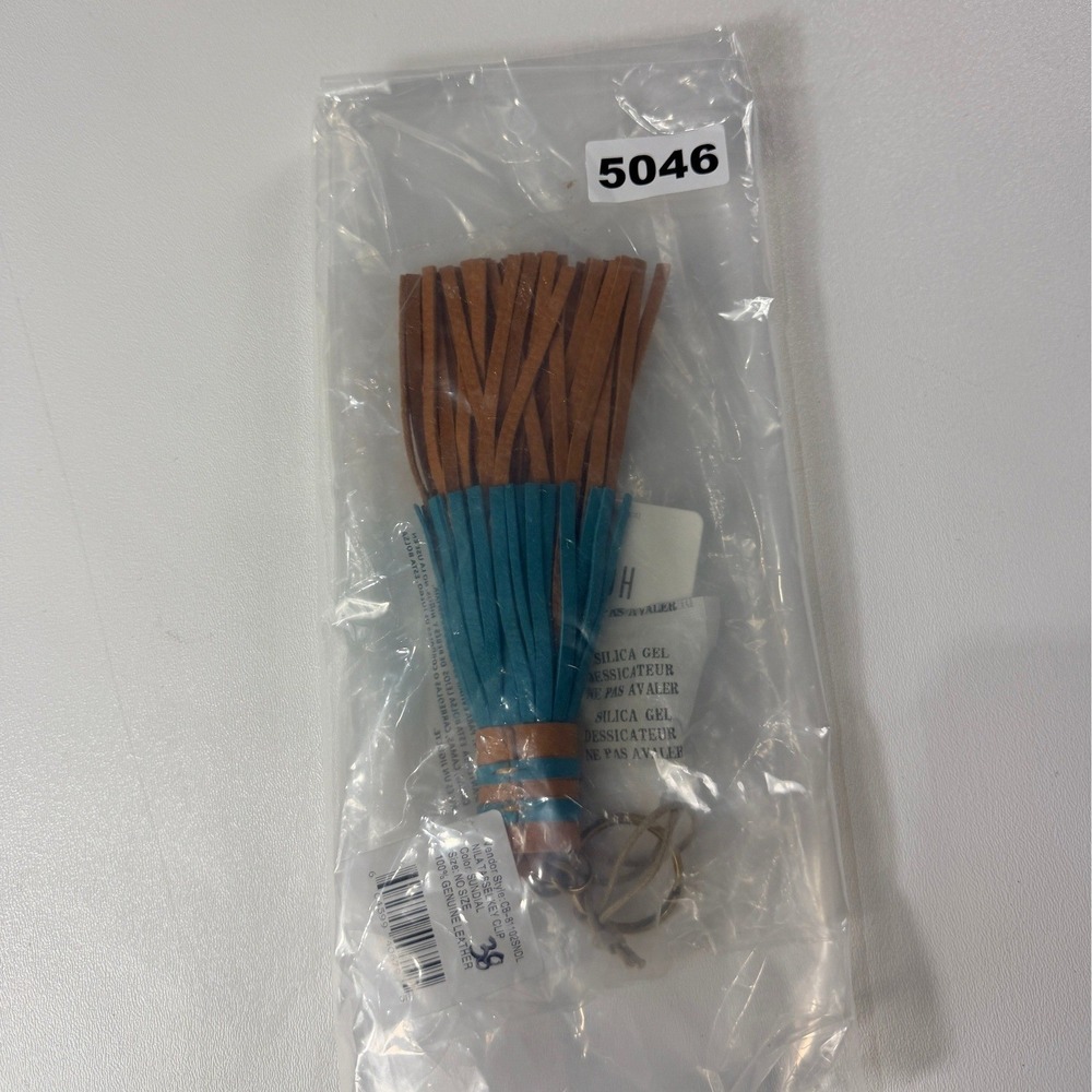 HOBO Nila Tassel Key Clip Sundial Tan Teal Leather Bag Charm CB-81102SNDL NEW - Picture 7 of 7